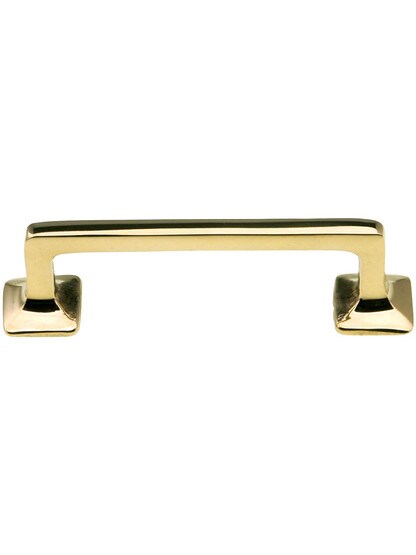 Mission Style Drawer Pull - 3 inch Center to Center in Unlacquered Brass.